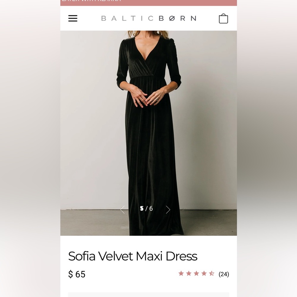 Sofia Velvet Maxi Dress - Black M